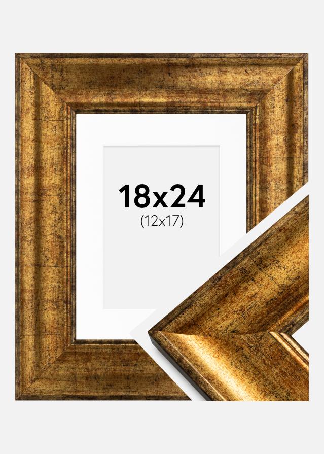 Okvir Saltsjöbaden Zlato 18x24 cm - Paspartu Bijelo 13x18 cm