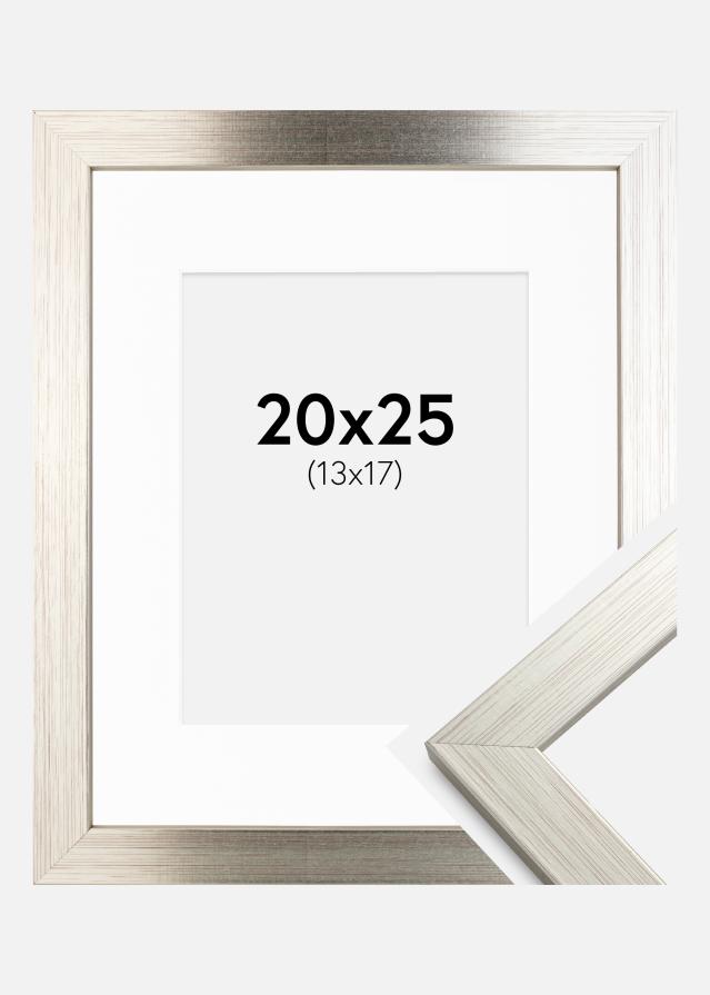 Okvir Srebro Wood 20x25 cm - Paspartu Bijelo 14x18 cm