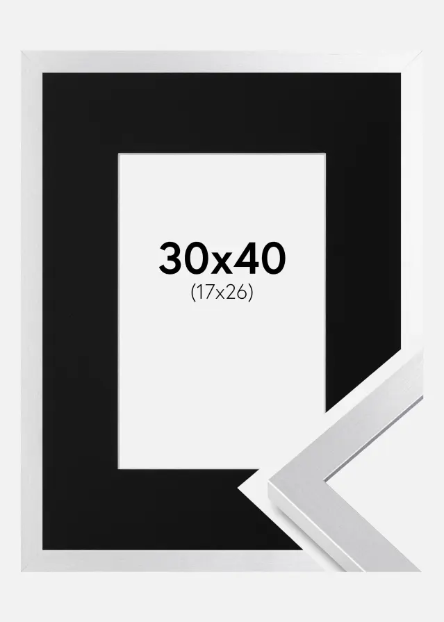Okvir Selection Srebro 30x40 cm - Paspartu Crno 18x27 cm