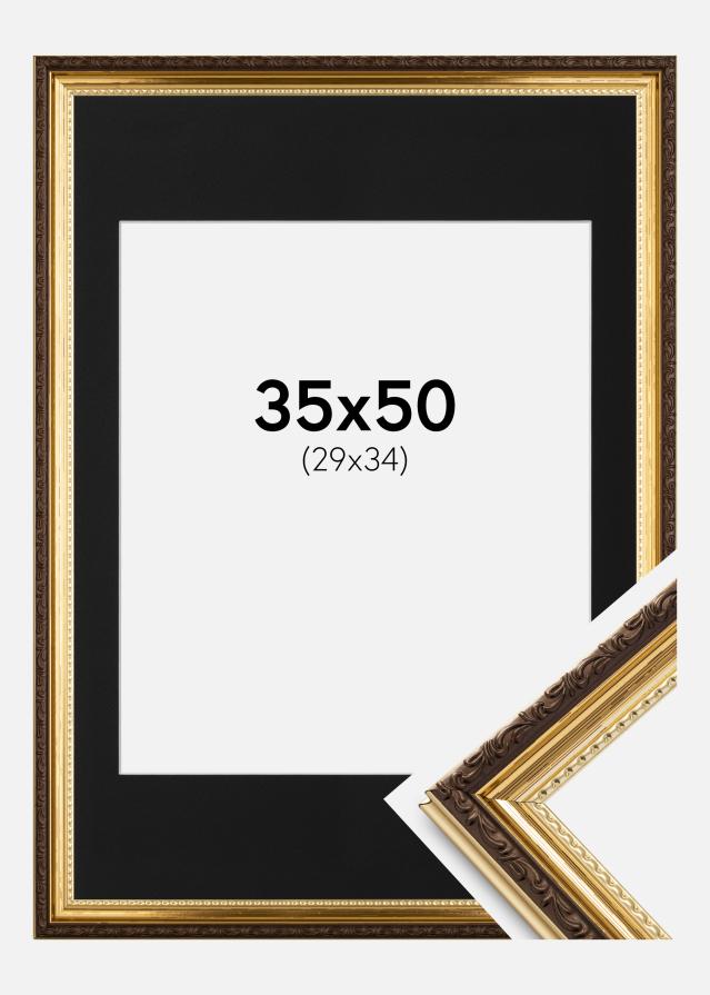 Okvir Abisko Zlato 35x50 cm - Paspartu Crno 30x35 cm