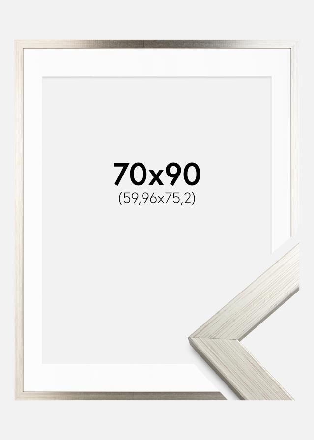 Okvir Srebro Wood 70x90 cm - Paspartu Bijelo 24x30 inches