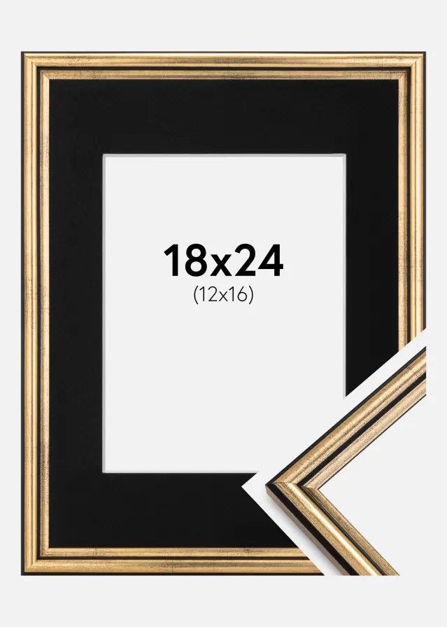 Okvir Horndal Zlato 18x24 cm - Paspartu Crno 13x17 cm
