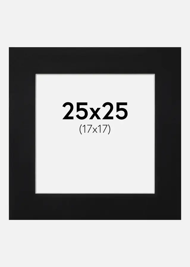 Paspartu Crno Standardni Bijeli unutarnji rub 25x25 cm (17x17)