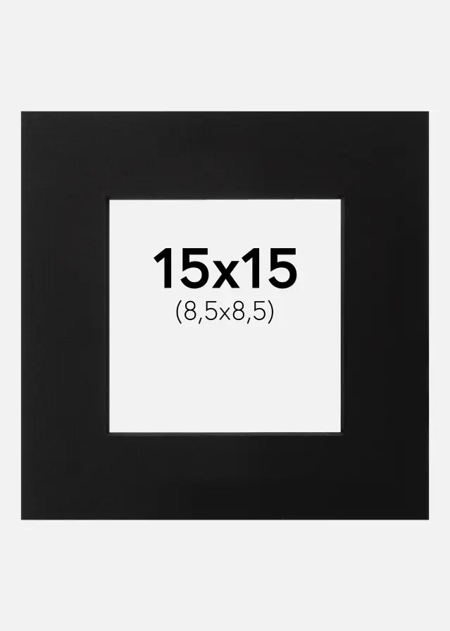 Paspartu Crno Crni unutarnji rub 15x15 cm (8,5x8,5)