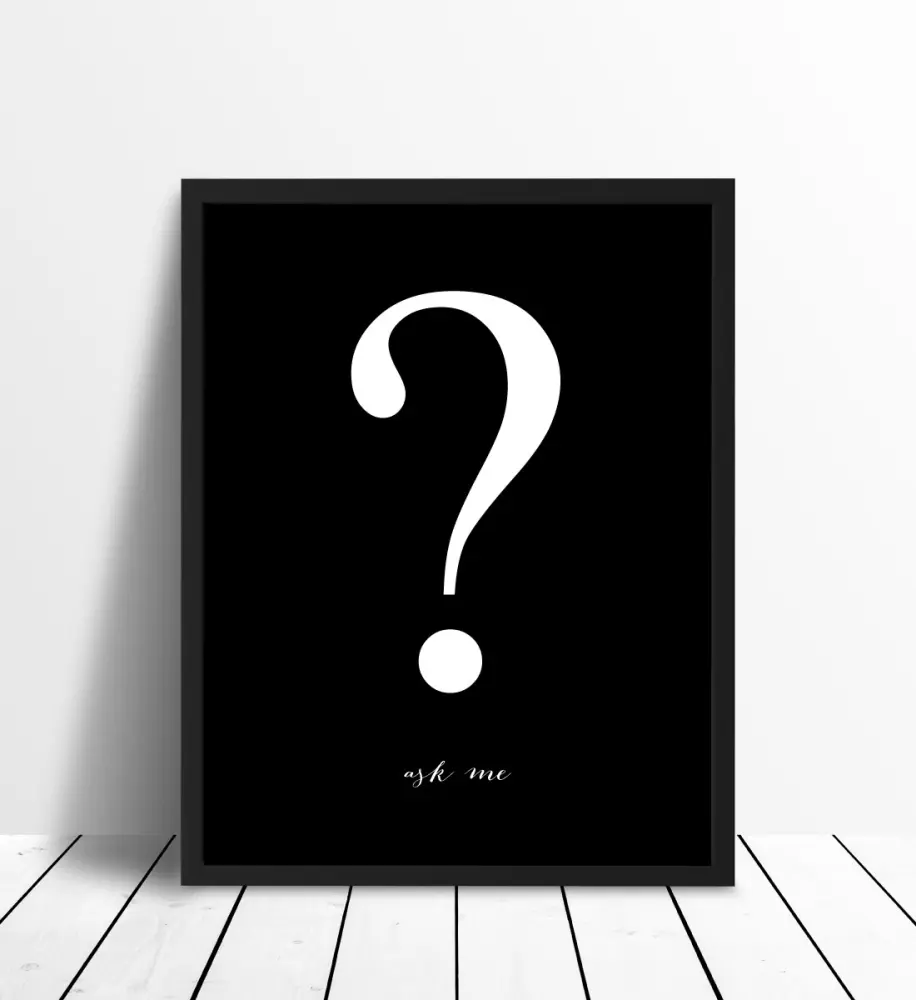 Ask me - Crno s bijelim printom Plakat