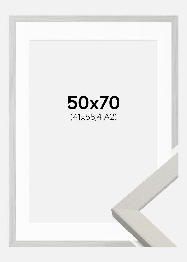 Okvir Fiorito Bijelo 50x70 cm - Paspartu Bijelo 42x59,4 cm (A2)