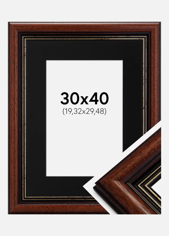 Okvir Old Retro 30x40 cm - Paspartu Crno 8x12 inches