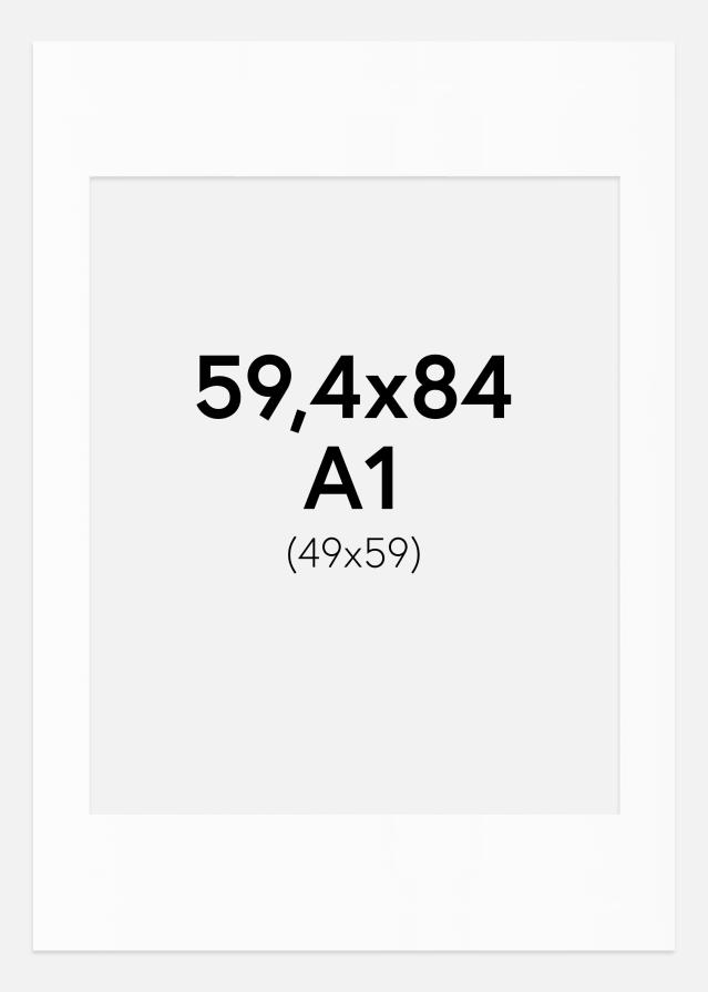 Paspartu Bijelo Standardni Bijeli unutarnji rub A1 59,4x84,1 cm (49x59)