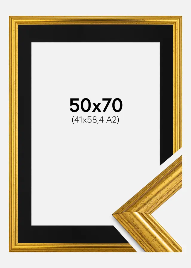 Okvir Västkusten Zlato 50x70 cm - Paspartu Crno 42x59,4 cm (A2)