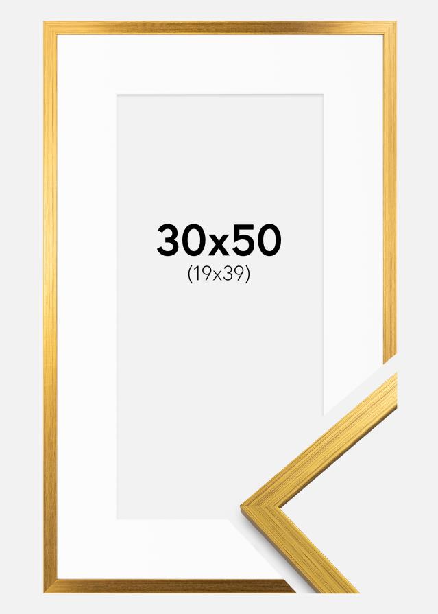 Okvir Edsbyn Zlato 30x50 cm - Paspartu Bijelo 20x40 cm