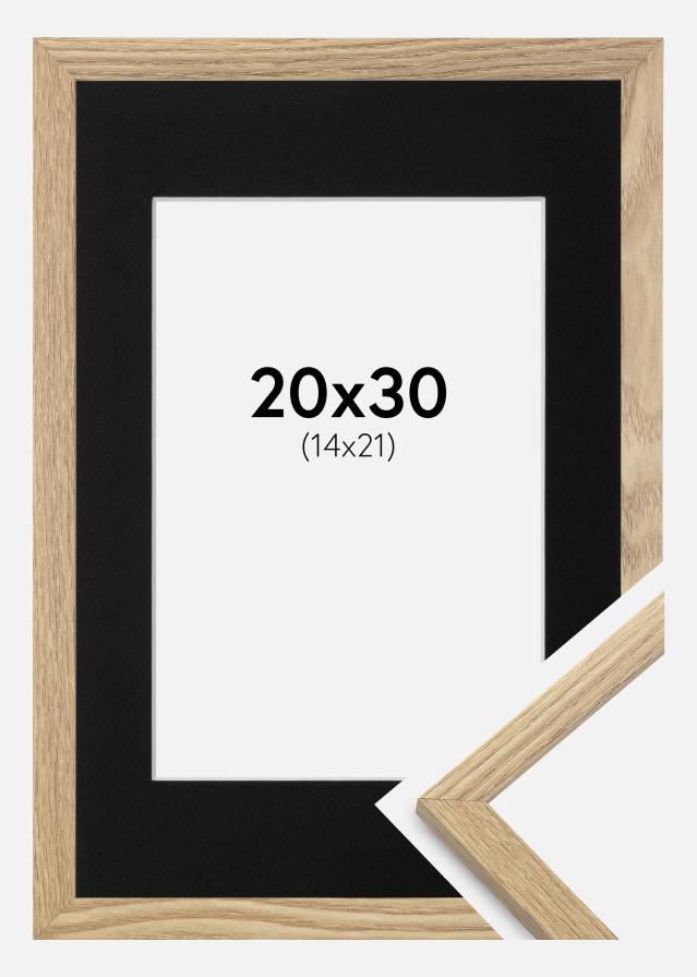 Okvir Trendy Hrast 20x30 cm - Paspartu Crno 15x22 cm