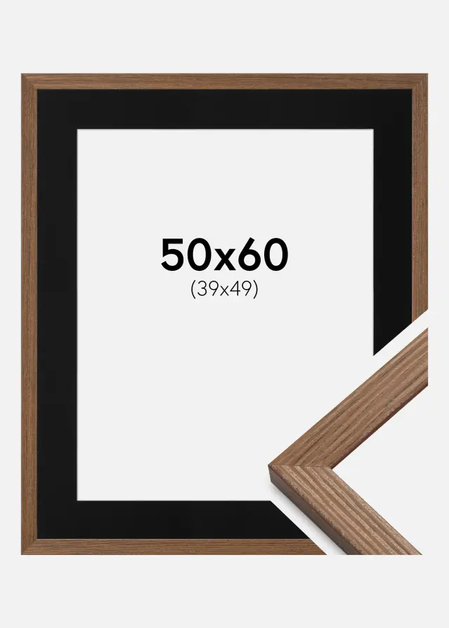 Okvir Fiorito Tamni Hrast 50x60 cm - Paspartu Crno 40x50 cm