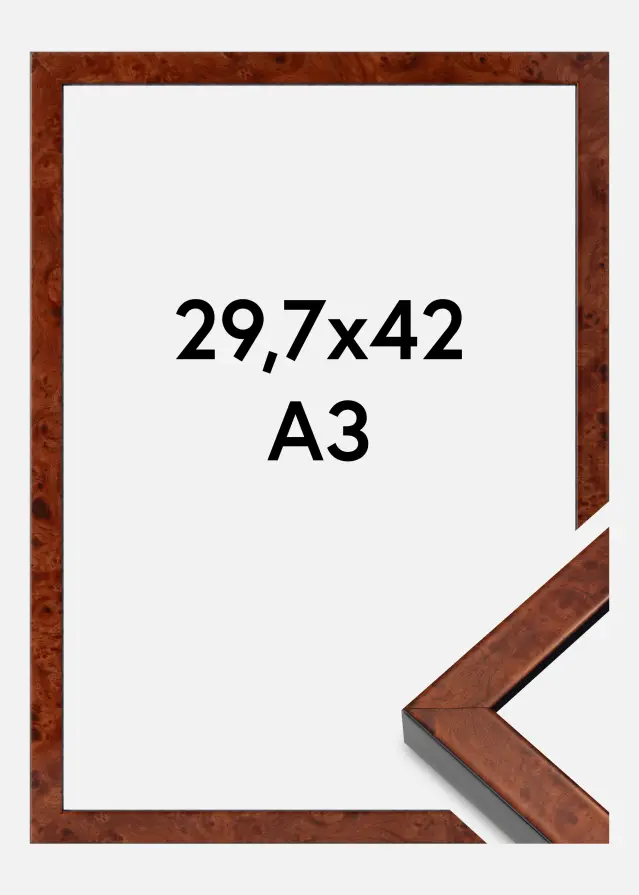 Okvir Hermes Akrilno staklo Burr Walnut 29,7x42 cm (A3)