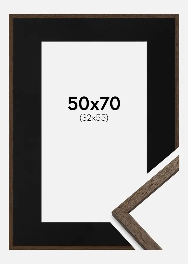Okvir Edsbyn Orah 50x70 cm - Paspartu Crno 33x56 cm
