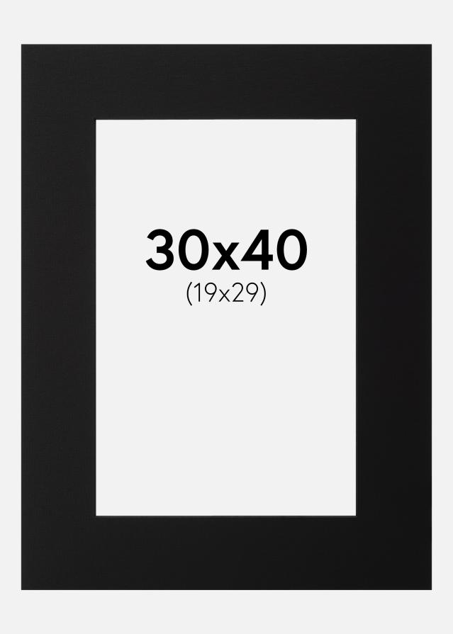 Paspartu Crno Crni unutarnji rub 30x40 cm (19x29)