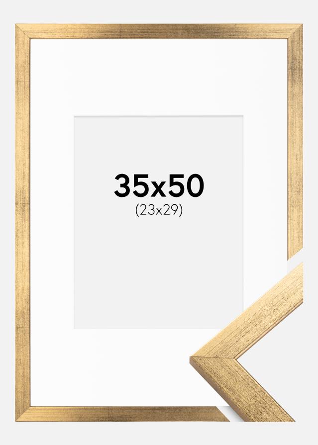 Okvir Profinjeni Zlato 35x50 cm - Paspartu Bijelo 24x30 cm