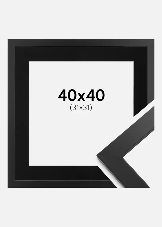 Okvir Black Wood 40x40 cm - Paspartu Crno 32x32 cm