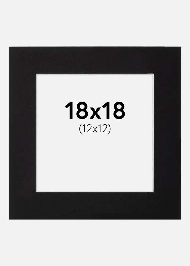 Paspartu Crno Standardni Bijeli unutarnji rub 18x18 cm (12x12)
