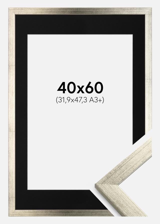 Okvir Profinjeni Srebro 40x60 cm - Paspartu Crno 32,9x48,3 cm (A3+)