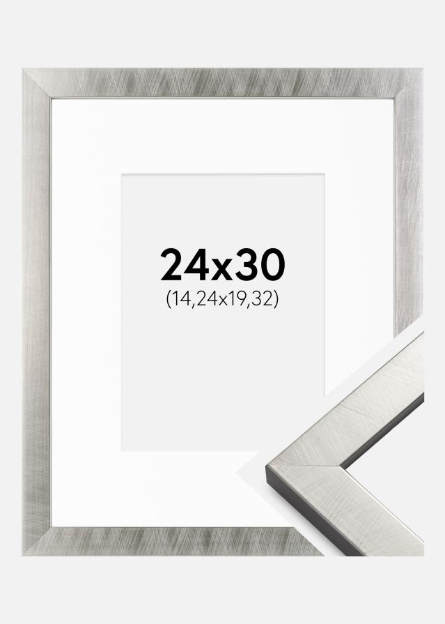 Okvir Uppsala Srebro 24x30 cm - Paspartu Bijelo 6x8 inches