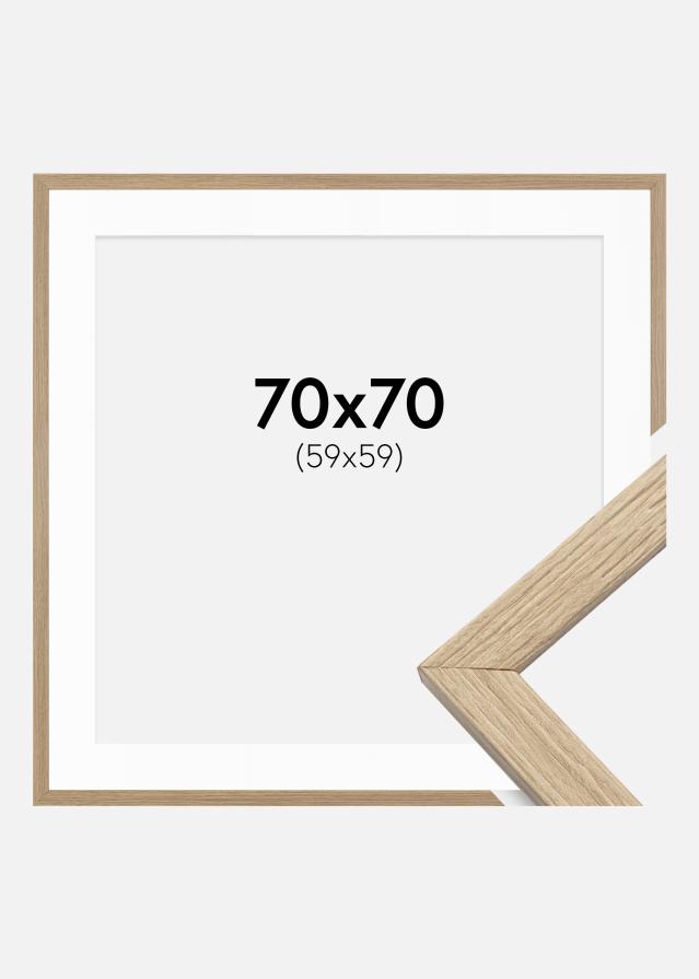 Okvir Profinjeni Hrast 70x70 cm - Paspartu Bijelo 60x60 cm