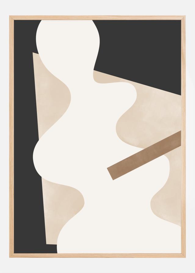 Beige Graphic Curves Art Plakat