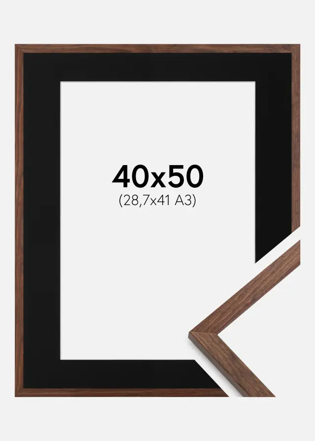 Okvir Galant Orah 40x50 cm - Paspartu Crno 29,7x42 cm (A3)