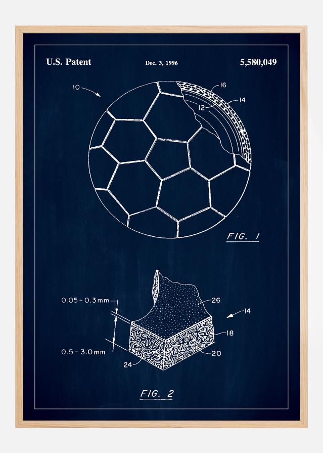 Patent Print - Football - Blue Plakat