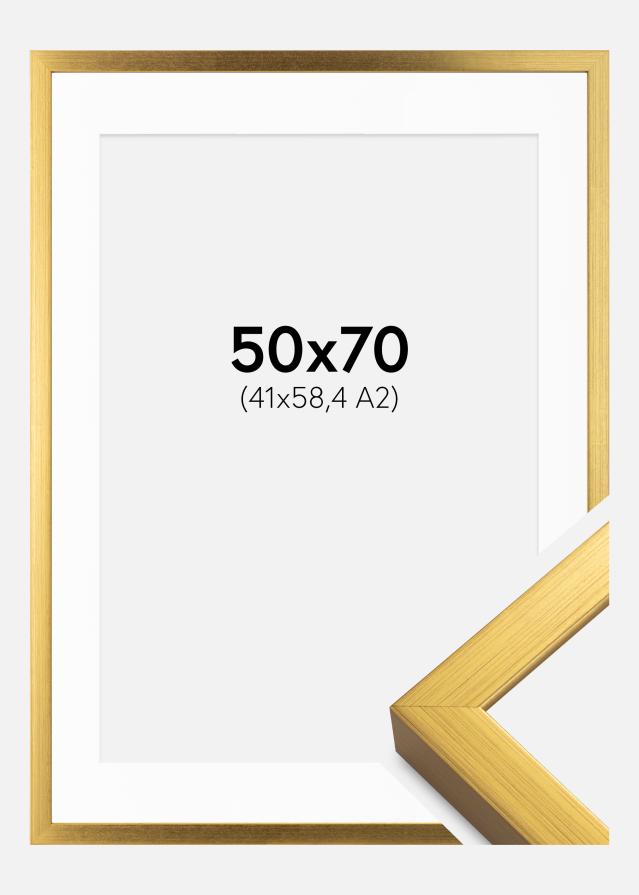 Okvir Falun Zlato 50x70 cm - Paspartu Bijelo 42x59,4 cm (A2)