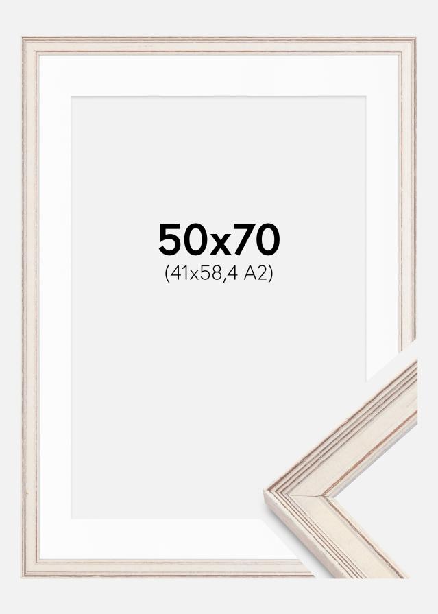 Okvir Shabby Chic Bijelo 50x70 cm - Paspartu Bijelo 42x59,4 cm (A2)