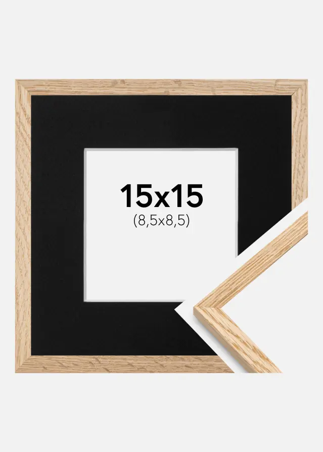 Okvir Tanak Hrast 15x15 cm - Paspartu Crno 9x9 cm
