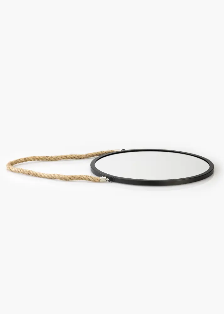 KAILA Okruglo Ogledalo Rope - Crno 30 cm Ø