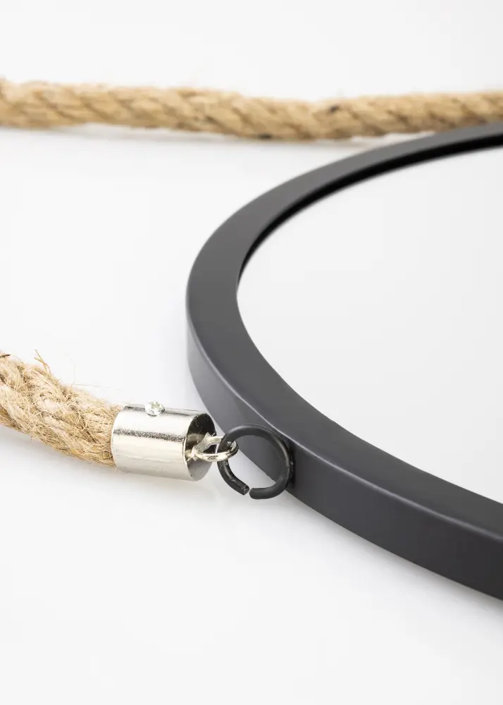 KAILA Okruglo Ogledalo Rope - Crno 30 cm Ø