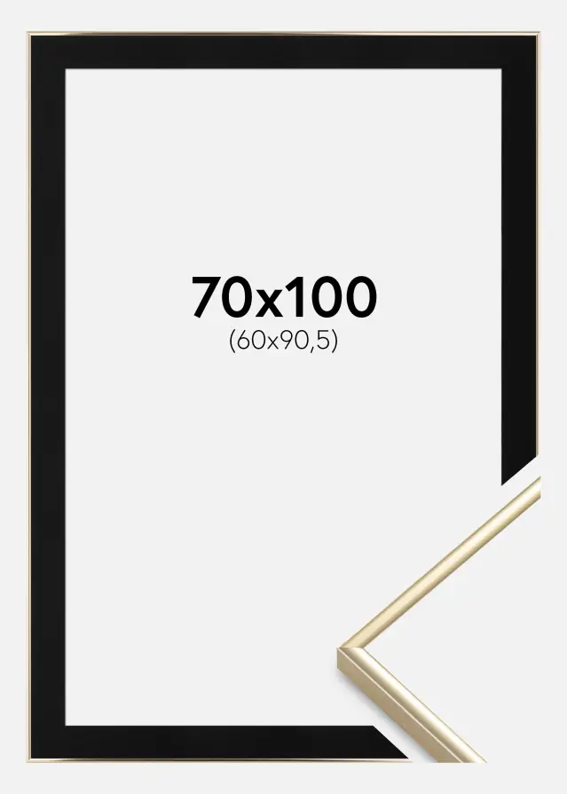 Okvir Visby Sjajna Zlatna 70x100 cm - Paspartu Crno 61x91,5 cm