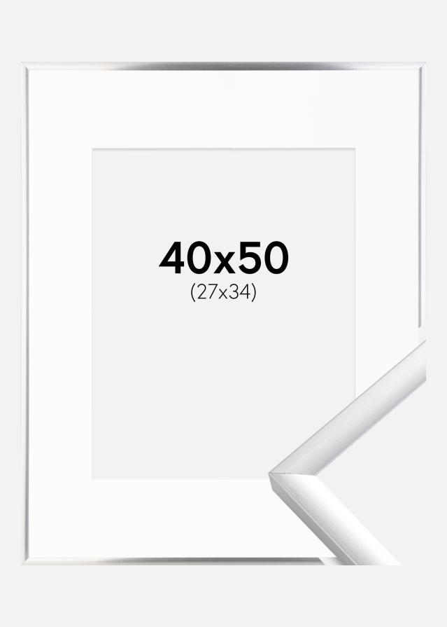 Okvir New Lifestyle Srebro 40x50 cm - Paspartu Bijelo 28x35 cm
