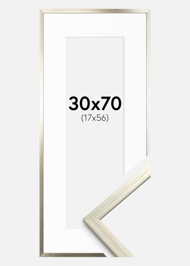 Okvir Edsbyn Srebro 30x70 cm - Paspartu Bijelo 18x57 cm