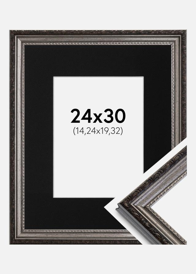 Okvir Abisko Srebro 24x30 cm - Paspartu Crno 6x8 inches