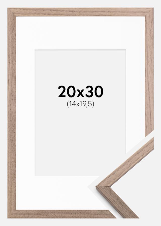 Okvir Edsbyn Svijetli Orah 20x30 cm - Paspartu Bijelo 15x21 cm (A5)