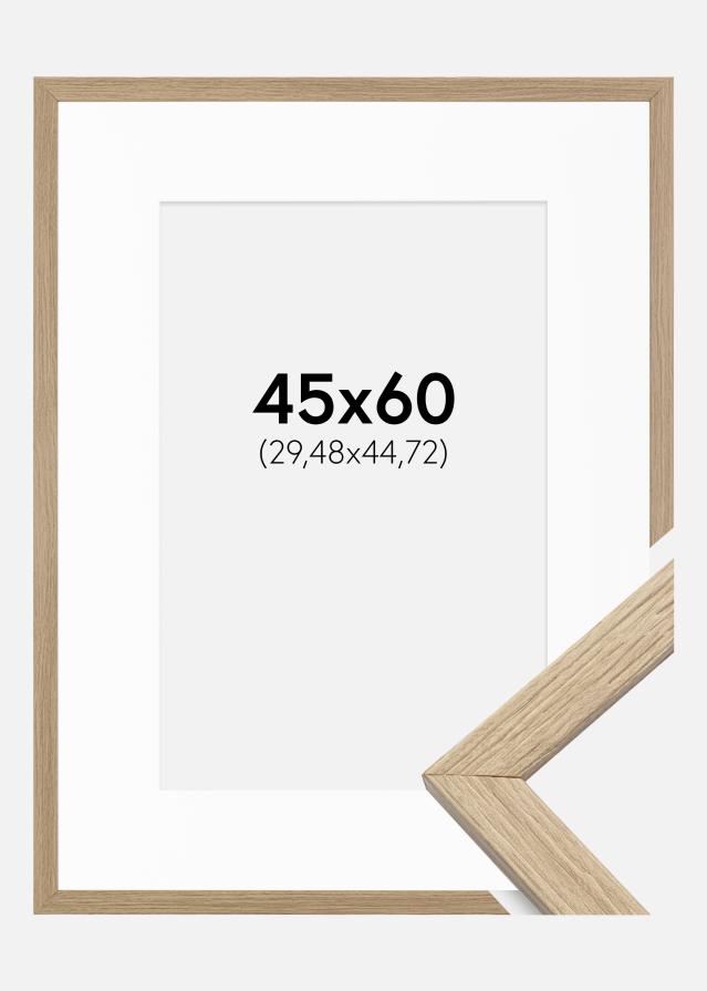 Okvir Profinjeni Hrast 45x60 cm - Paspartu Bijelo 12x18 inches