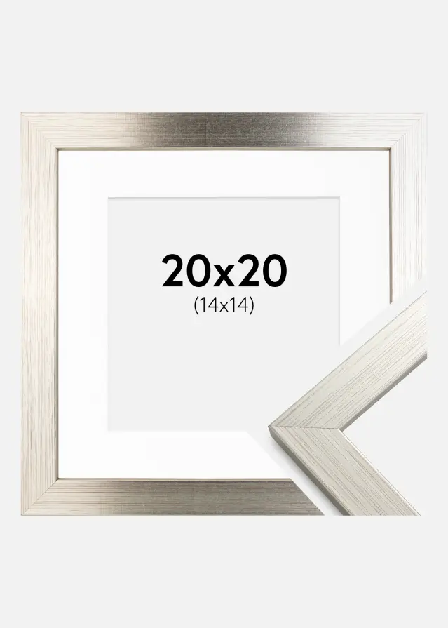 Okvir Srebro Wood 20x20 cm - Paspartu Bijelo 15x15 cm