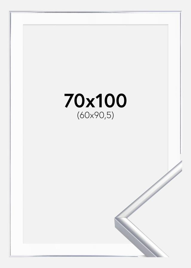 Okvir Aluminij Sjajna Siva 70x100 cm - Paspartu Bijelo 61x91,5 cm