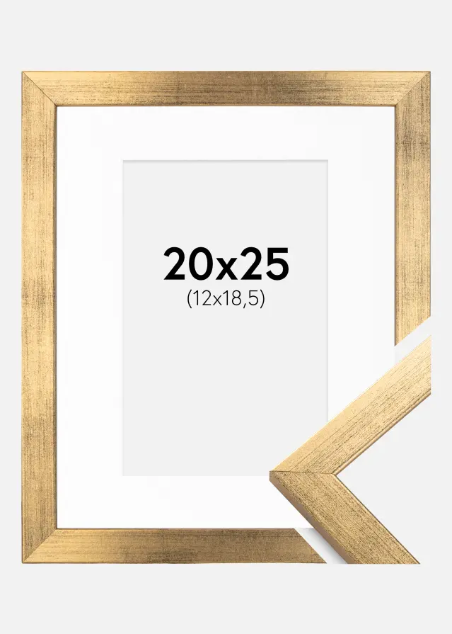 Okvir Profinjeni Zlato 20x25 cm - Paspartu Bijelo 13x19,5 cm