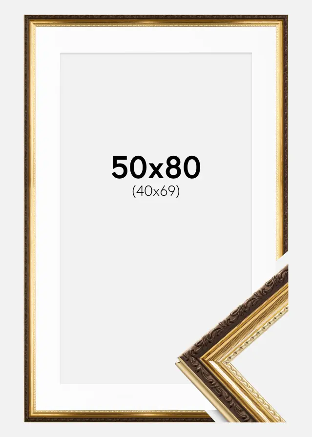 Okvir Abisko Zlato 50x80 cm - Paspartu Bijelo 41x70 cm