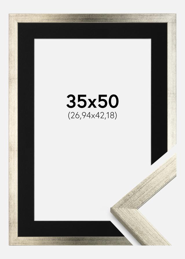 Okvir Profinjeni Srebro 35x50 cm - Paspartu Crno 11x17 inches