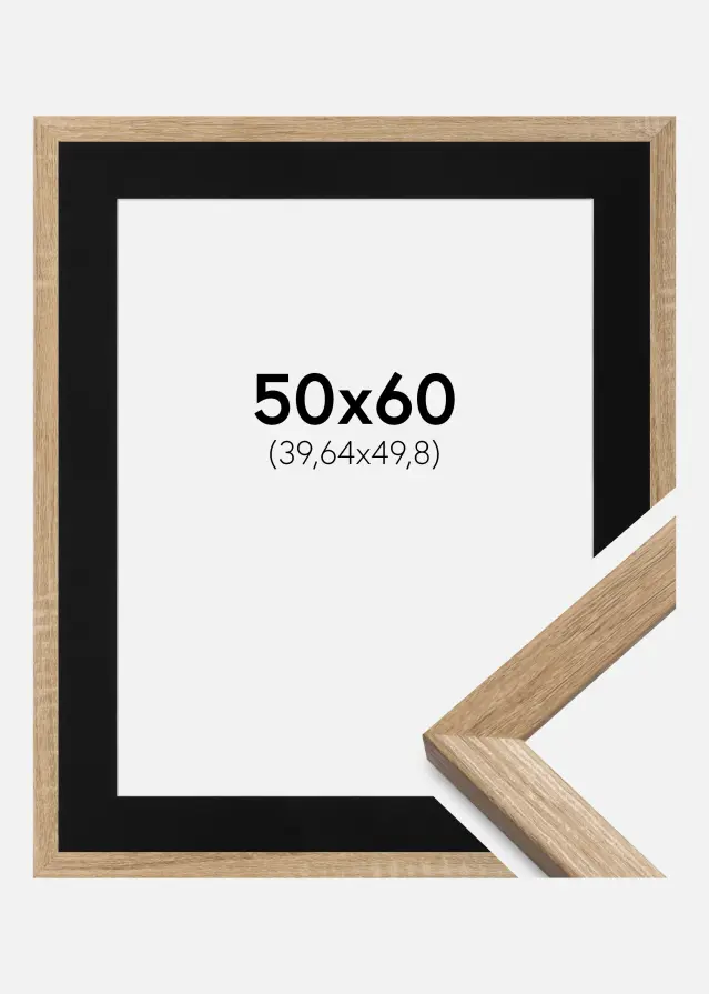 Okvir Fiorito Svijetli Hrast 50x60 cm - Paspartu Crno 16x20 inches