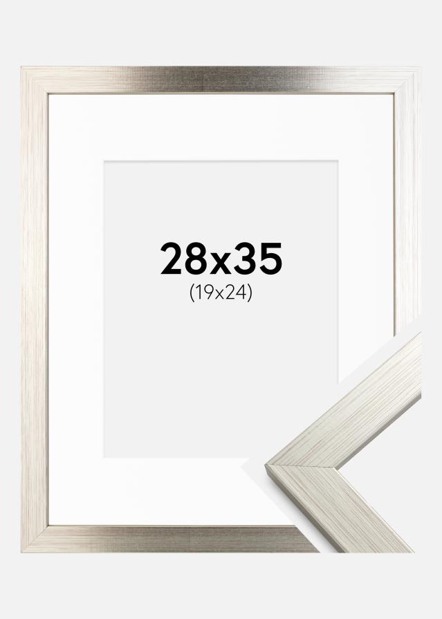 Okvir Srebro Wood 28x35 cm - Paspartu Bijelo 20x25 cm