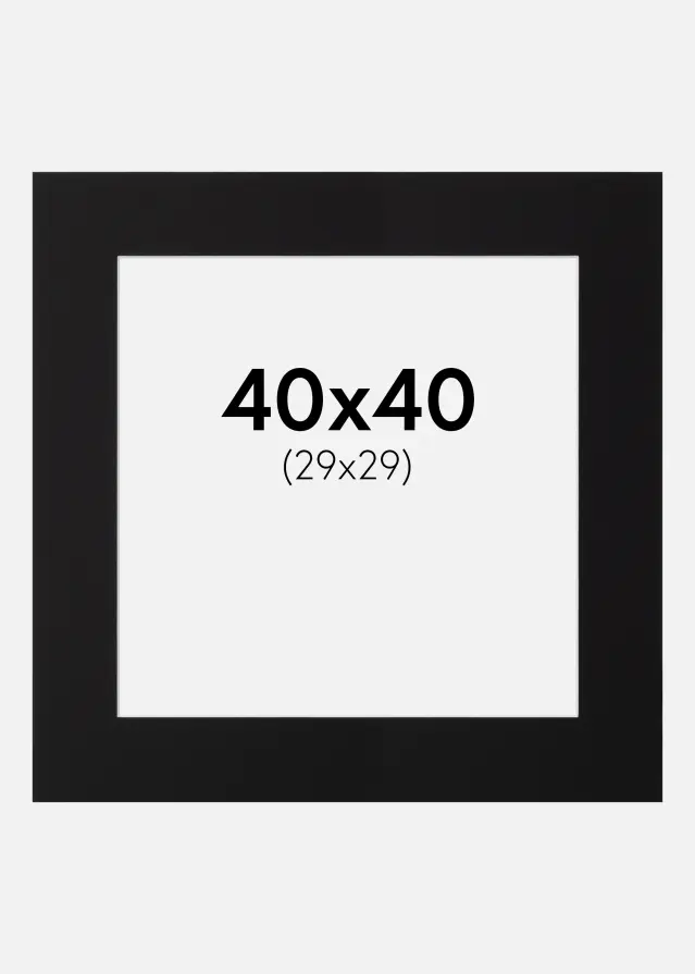 Paspartu Crno Standardni Bijeli unutarnji rub 40x40 cm (29x29)