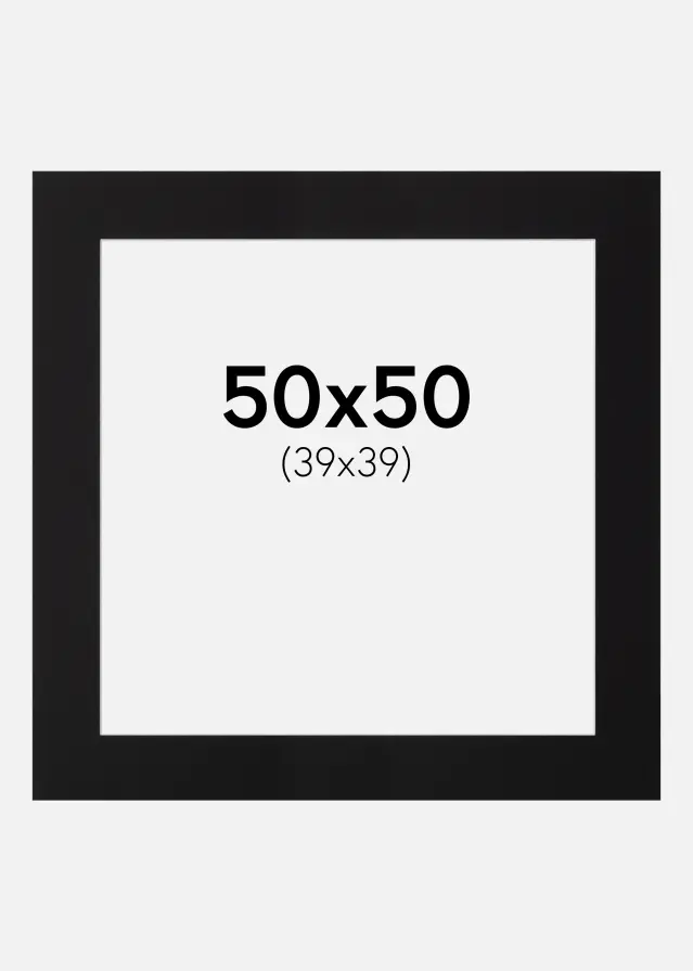 Paspartu Crno Standardni Bijeli unutarnji rub 50x50 cm (39x39)