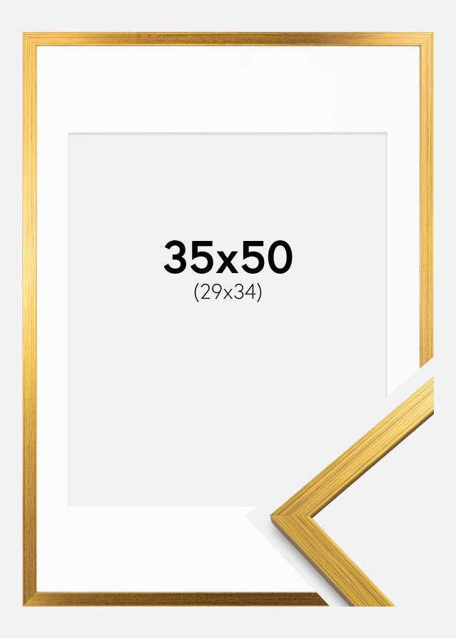 Okvir Edsbyn Zlato 35x50 cm - Paspartu Bijelo 30x35 cm