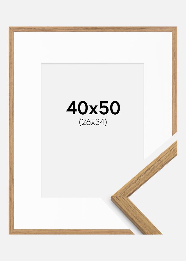 Okvir Edsbyn Tikovina 40x50 cm - Paspartu Bijelo 27x35 cm